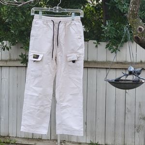 YesStyle Cream Cropped Cargo Pants (S)